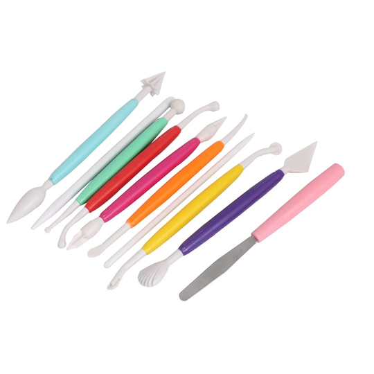 10 In 1 Double-Head Plastic Clay Pottery Modelling Tool Set - Multi-Color - 6.9" x 0.7"(L*W)