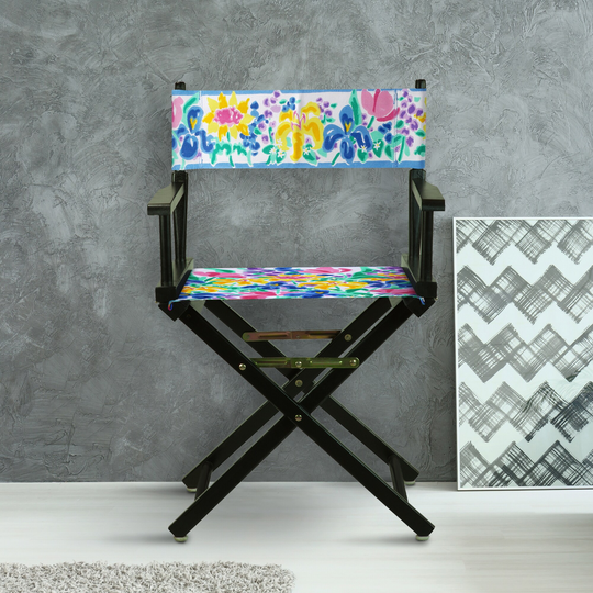 18" Director's Chair Black Frame-Garden Flowers - 21.75"W x 17"D x 33.75"H
