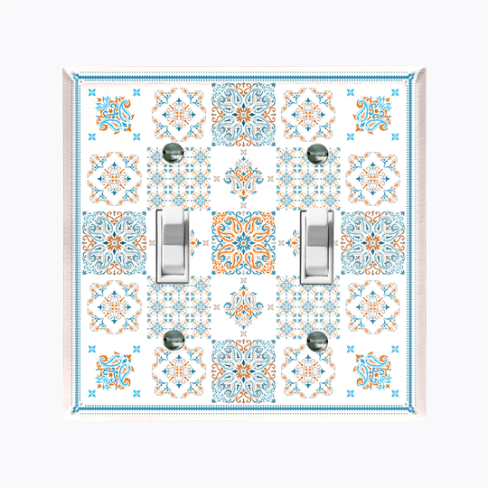 Metal Light Switch Cover, Plate, Outlet Wall Plate Home Decor, Antique Spanish Floral Tile Pnt071