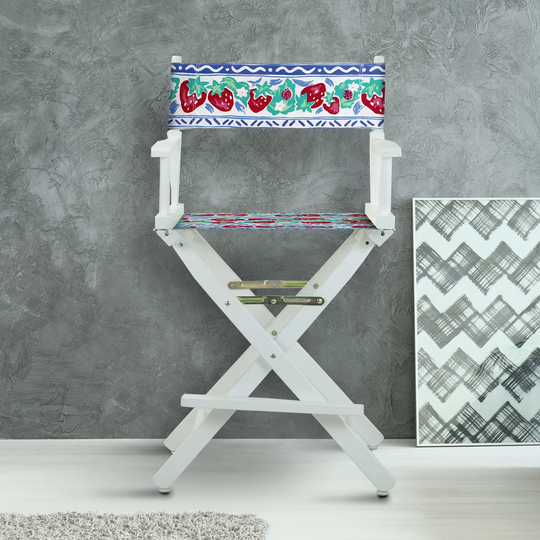 24" Director's Chair White Frame-Strawberry Park - 23"W x 19"D x 39.5"H