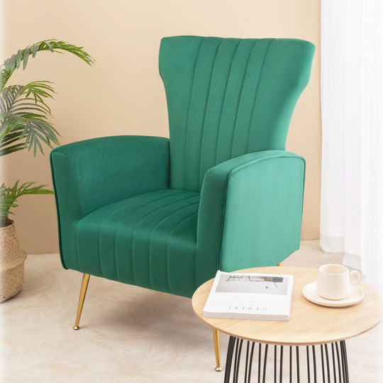 Modern Contemporary Velvet Single Sofa Chair, Upholstered Accent Chair with Gold Legs, Comfy Leisure Chair, Side Chair, Armchair