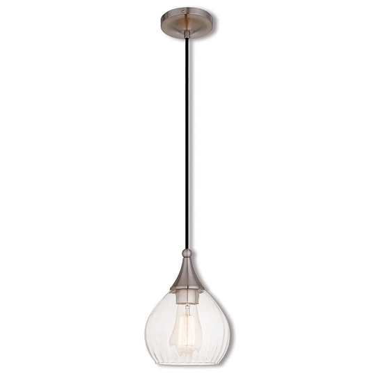 Livex Lighting Art Glass Single-light Brushed Nickel Mini Pendant - 7"Dia. x 11"-80"Adj.H