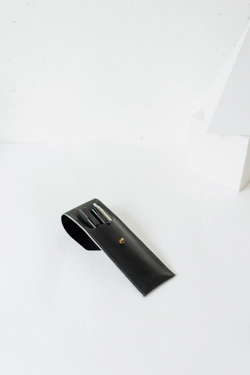 Leather Pencil Case, Black Brown Envelope Leather Pen Case Pouch, Holder
