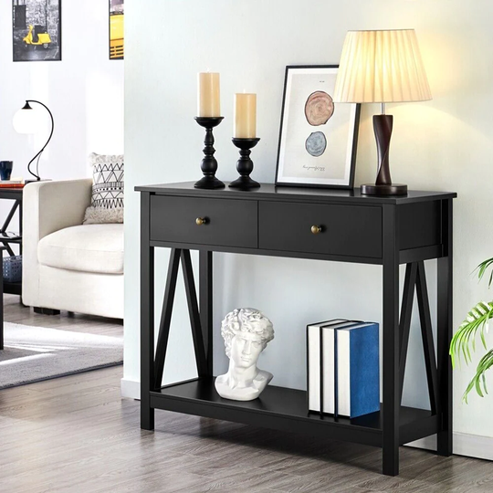Console Table for Entryway Sofa Table Narrow Long Side Table Black - 54 x 84
