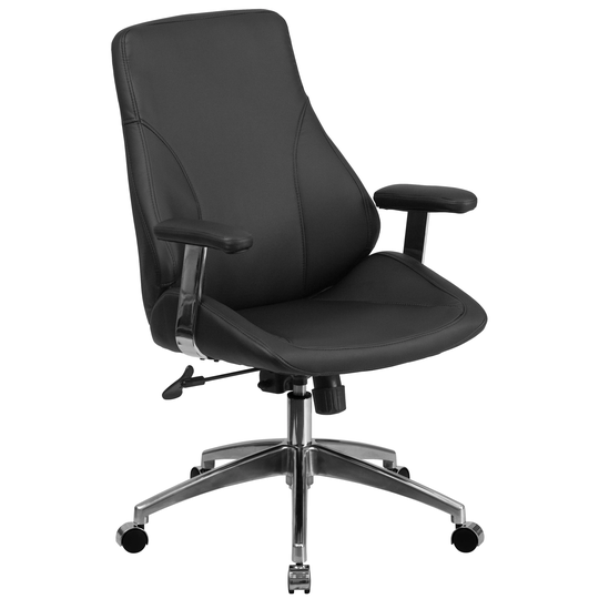 Mid-Back LeatherSoft Smooth Upholstered Executive Swivel Office Chair with Arms