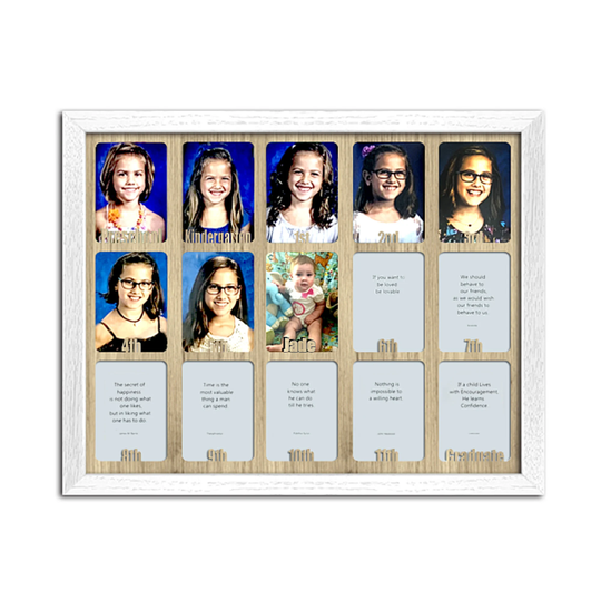 School Years Picture Frame - Personalized With Any Name 10 Color Choices 3/4 White Preschool To Graduation 11x14