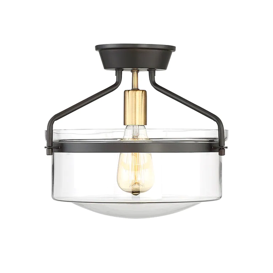 Melanie Home One Light Semi Flush Mount Msemi Oiled Rubbed bronze w - Exact Size