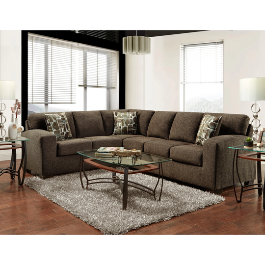 Roundhill Furniture Bergen Silverton Pewter Fabric Sectional Sofa