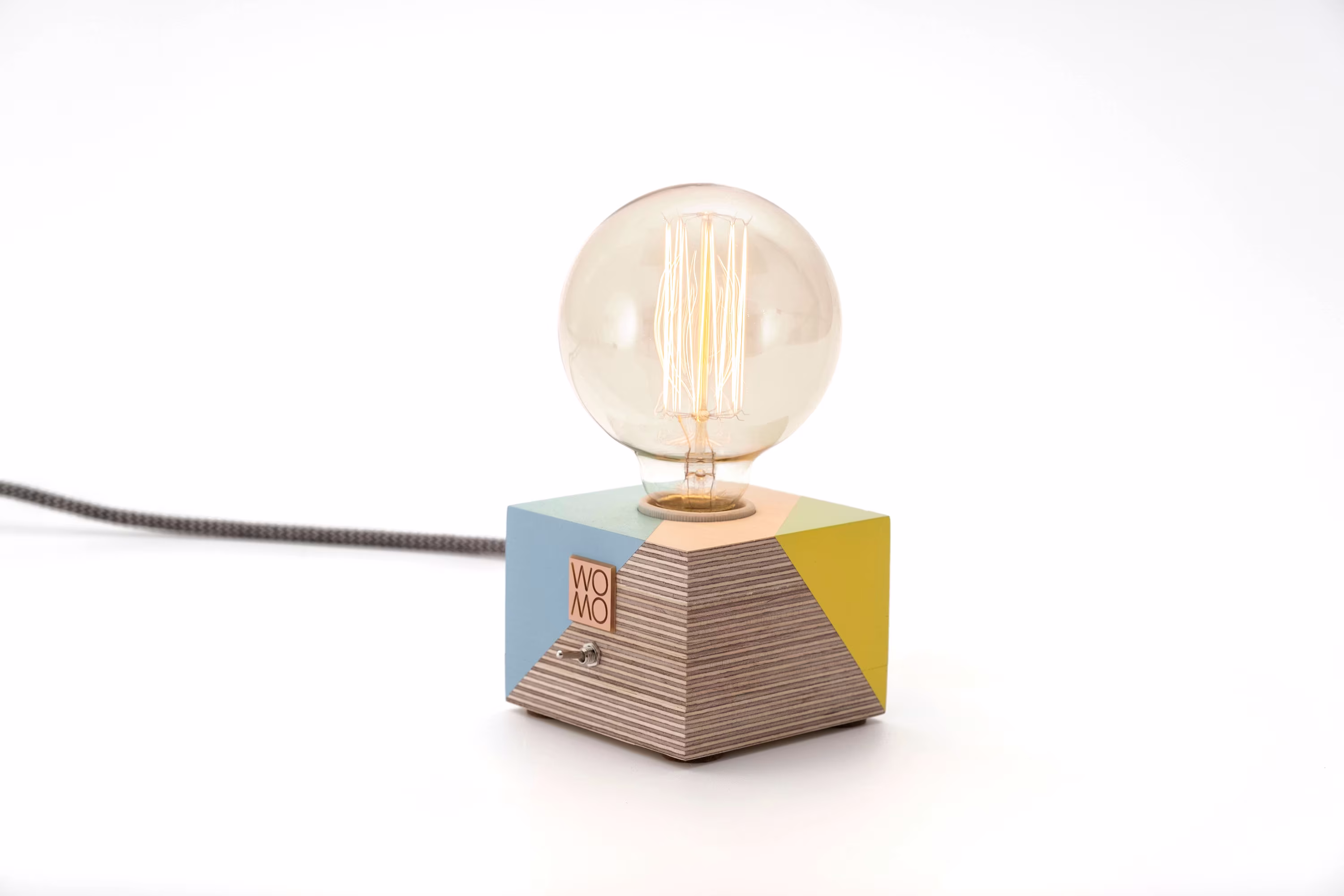 Hand-Painted Wooden Table Lamp, Modern Design Bedside Nightling