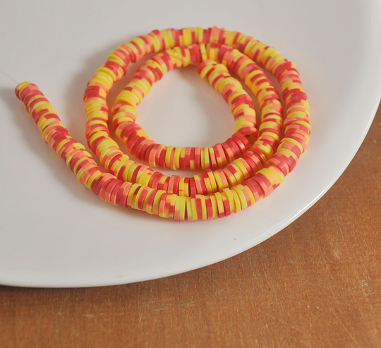 6mm Vinyl Heishi Beads, Mixed Color Polymer Clay Beads, African Polymer Clay Diy Making Jewelry Bead, Length 40cm6-4#
