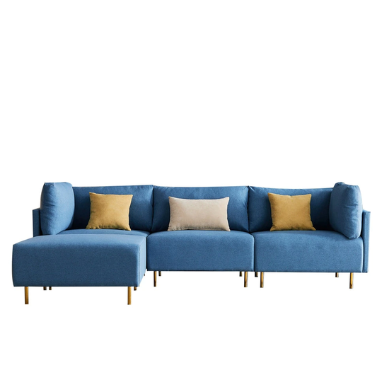LUXMOD Comfortable Linen Sectional Sofa L-Shape