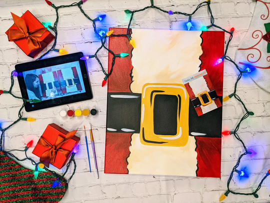 Santa's Belt Canvas Painting Kit + Video Tutorial, Free Palettes & Aprons With Orders Of 10 Party Kit, Diy Paint