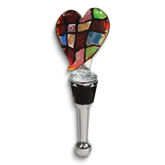 Curata Handcrafted Multi-Color Heart Glass Bottle Stopper