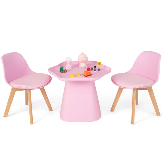 Gymax Kids Table & 2 Chairs Set Children Activity Play Table w/ Padded