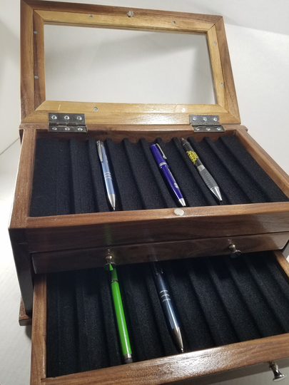 40P Deluxe Solid Black Walnut Wood Pen Box, | Op0385, 0386 Bw40P 40 Item Pen/Pencil Box, Presentation Gift Pen Collector