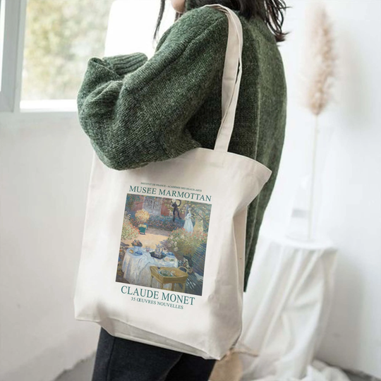 Mzshop - Monet The Luncheon Eco Tote Bag Reusable Print Shopping Artsy Famous Art Gift For Artist