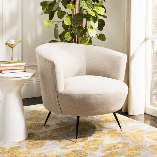 SAFAVIEH Arlette Light Grey Velvet Retro Mid Century Accent Chair - 32" x 33" x 31.5"