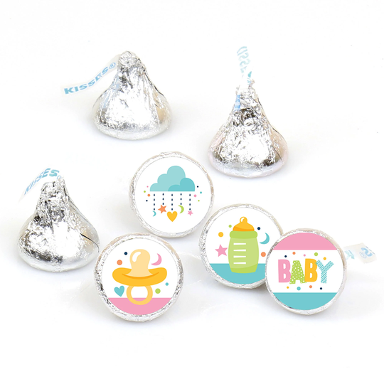 Colorful Baby Shower - Gender Neutral Party Round Candy Sticker Favors Labels Fit Chocolate | 1 Sheet Of 108