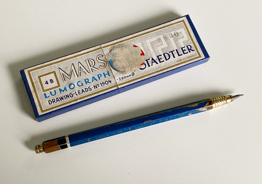 Rare 2.6mm Staedtler Mars Lumograph Technico 1001 Wood Handle Sharpener in Cap Leadholder Box Of Leads Drafting Drawing Mechanical Pencil