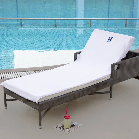 Cotton Terry Monogrammed Patio & Beach Chaise Lounge Chair Cushion Cover - Ultra Soft, Highly Durable & Super Fit Sunbed Covers