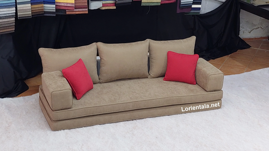 Brown Floor Sofa 8'' Thick Turkish Seating Arabic Living Room, Oriental Moroccan Home Decor Couch, Cushion Pillow, Yoga Meditation Bed