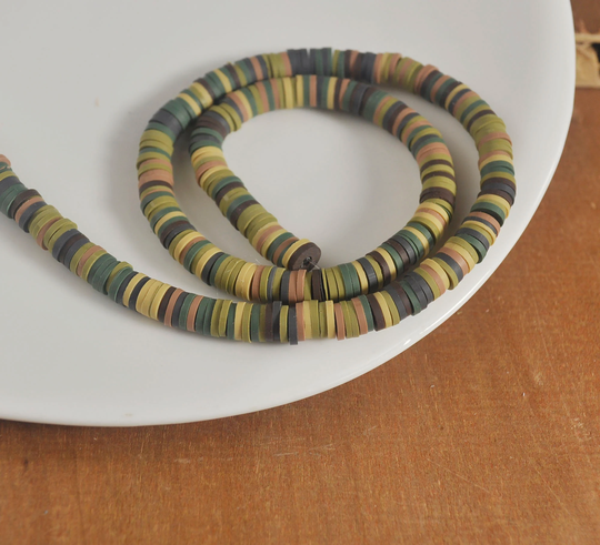 6mm Vinyl Heishi Beads, Green Mixed Color Polymer Clay Beads, African Polymer Clay Diy Making Jewelry Bead, Length 40cm6-14#