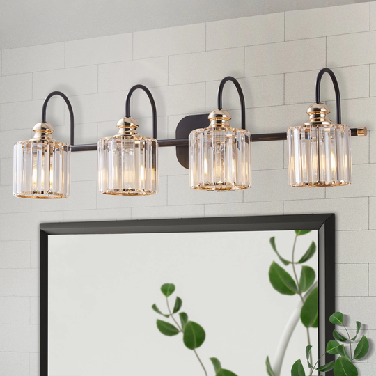 ExBrite Modern Rose Gold 3/4-light Bathroom Dimmable Crystal Vanity Lights Wall Sconces