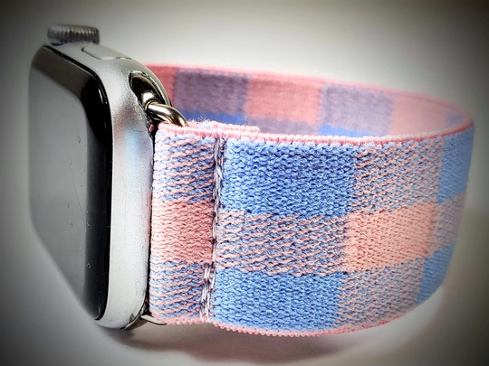 Pink Lilac Buffalo Check Elastic Watch Band Apple Watch-Plaid Band-38mm 40mm 41mm 42mm 44mm 45mm;all Series(Models 1-8 & Se