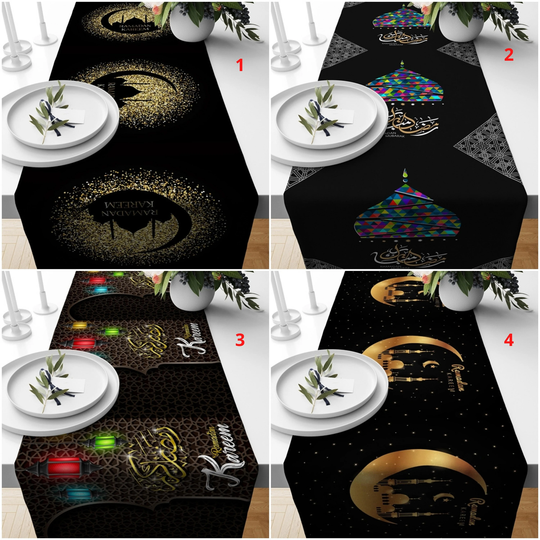 Ramadan Table Runner, Islamic Top, Religious Linen, Arabic Calligraphy Cover, Decor, Gift, Home Gift