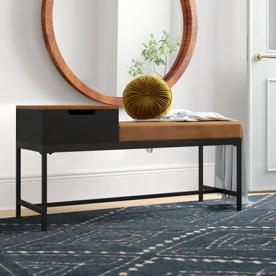 Boylston Faux Leather Upholstered Drawer Storage Bench