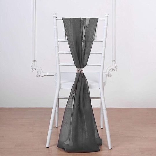 5 Black Extra Wide Premium Chiffon Chair Sashes