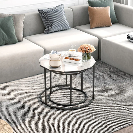 12-gon Shape Artificial Marble Coffee Table End table Nesting Table