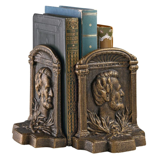 Design Toscano Abraham Lincoln (1809-1865) Cast Iron Sculptural Bookends