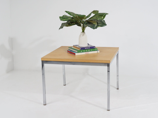 Chrome & Wood Side Table