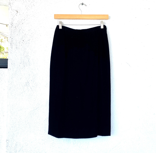 Vintage Hanae Mori Boutique Soft Black Velvet Pencil Skirt