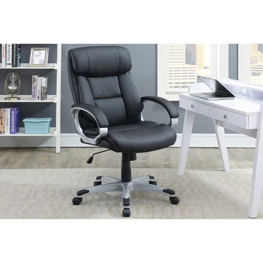 Fabric High Back Executive Office Chair with Silver Armrest