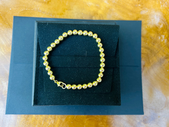 18K Gold Beaded Bracelet Chain & Clasp - Stackable Chained With