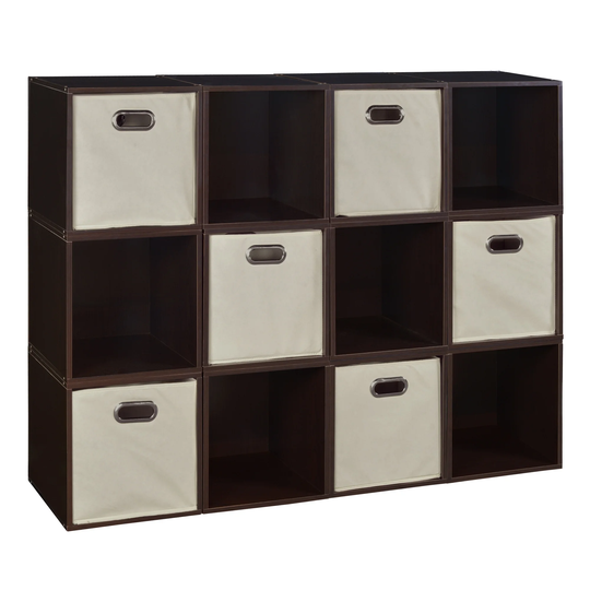 Noble Connect Storage Set - 12 Cubes and 6 Canvas Bins- Truffle/Natural