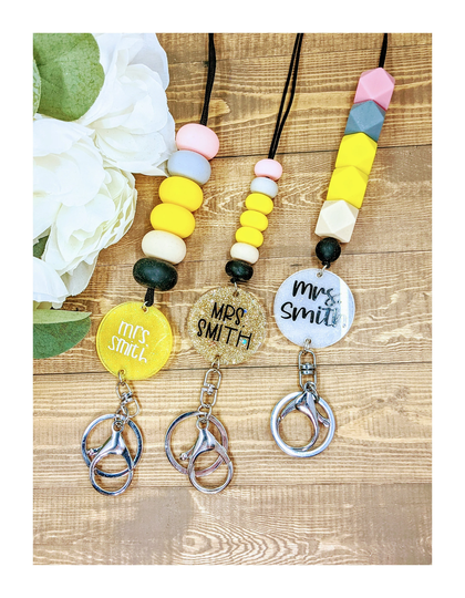 Customizable Beaded Pencil Lanyard | Teacher Appreciation Gift Idea Silicone Personalized