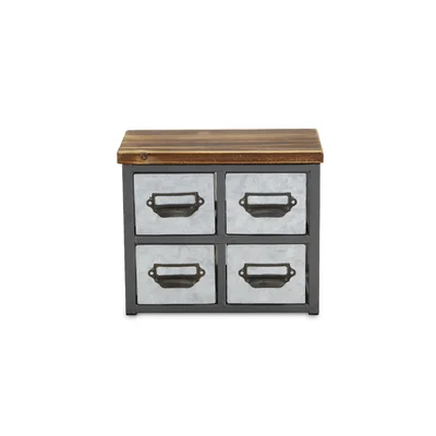 Marunouchi Short Galvanized 4 Drawer Storage Chest