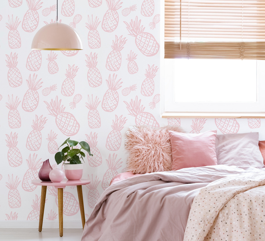 Pineapple Wallpaper - Custom Color Peel & Stick Removable Tropical Welcome Self-Adhesive Pattern -104