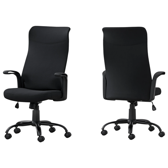 Set of 2 Black Contemporary Upholstered Office Chairs 43.5"
