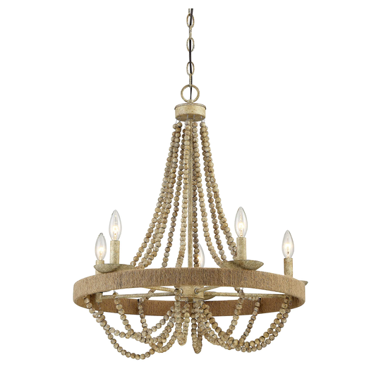 Trade Winds Lighting 5-Light Pendant Light In Natural Wood