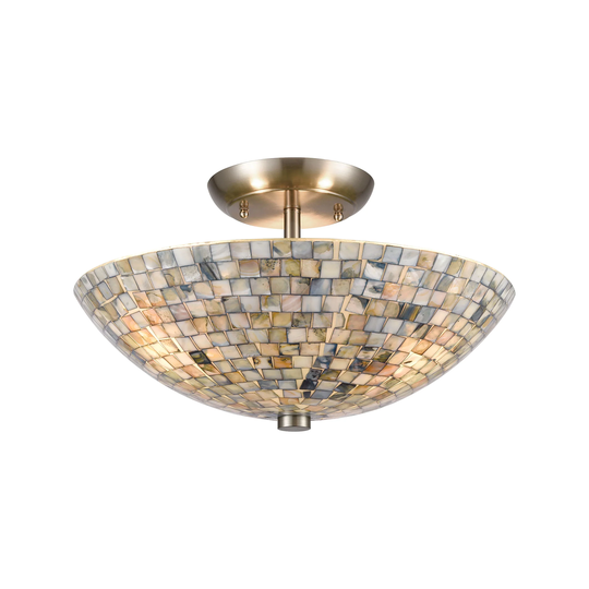 Elk Home Capri 16 " Wide 3-Light Semi Flush Mount Light Fixture - Satin Nickel, 10551/3