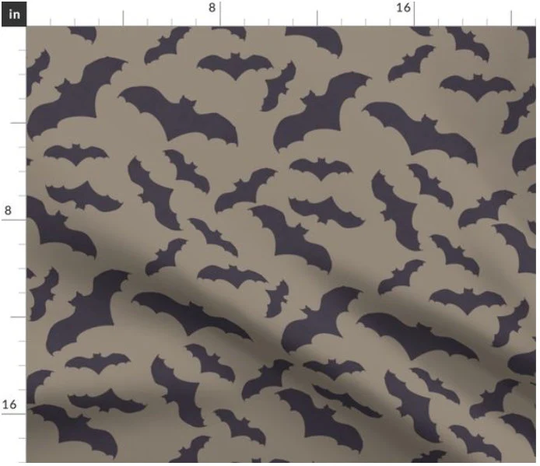 Bats in Flight Halloween Fabric By The Yard | Black Fall Bat Autumn Harvest Custom