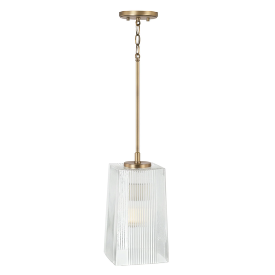 Lexi 7.25" 1-light Tapered Rectangular Pendant w/ Clear Fluted Glass