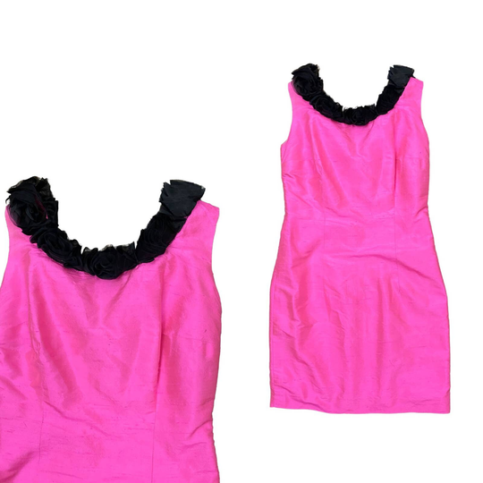 Vintage Hot Pink Silk Pencil Mini Dress/Women's Xs Petite