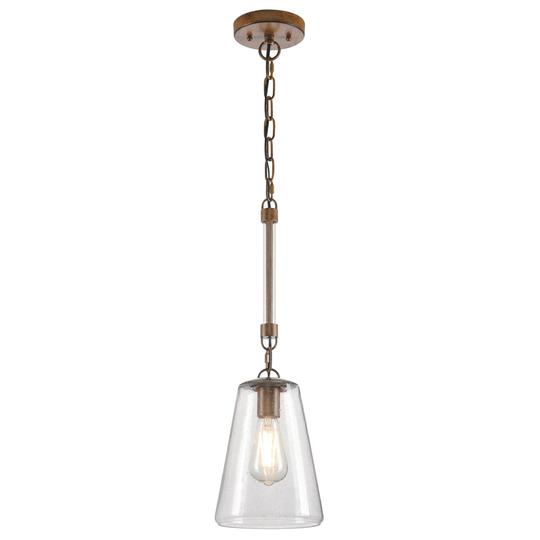 Westinghouse Lighting Biloxi One Light Indoor Mini Pendant, Barnwood Finish, Clear Seeded Glass - 1-Light