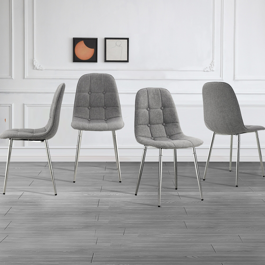 CTEX Set of 4, Mid-Century Dining Chairs with Black Metal Legs, Accent Chairs with Soft Suede Fabric Cushion