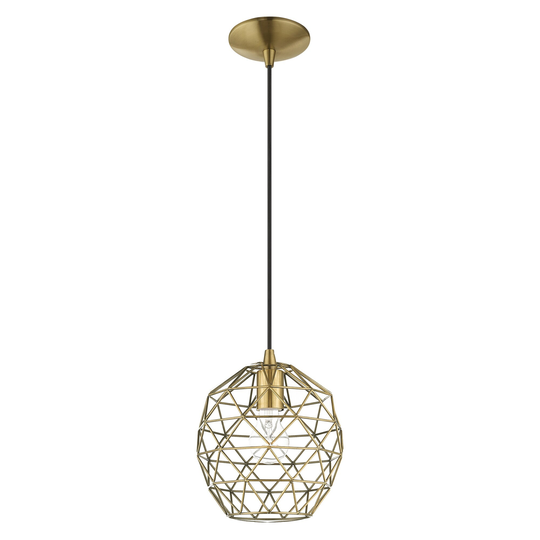 Livex Lighting Mid-century Modern Geometric Shade 1-light Mini Pendant - 8"Dia. x 13"-75"Adj. H